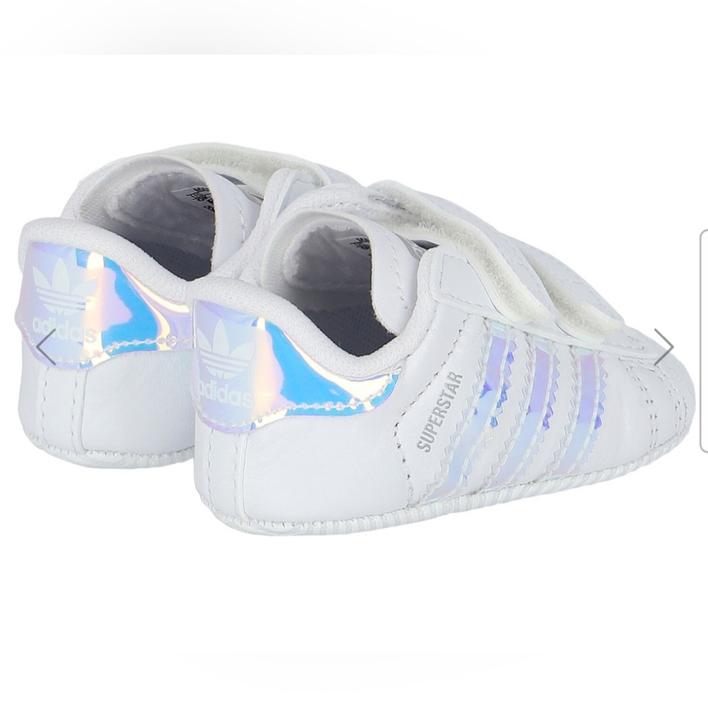 Adidas Superstar Crib Pre Walker baby girl shoes in white Iridescent - Picture 2 of 12